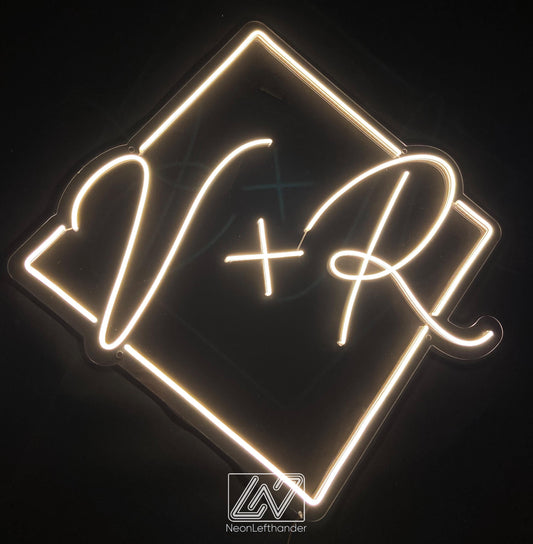 Custom Rhombus Initials Neon Sign, Wedding Neon Sign, Wedding Decor, Custom Neon Sign, Wedding Ceremony, Circle Neon Sign, Bar Led Neon Sign