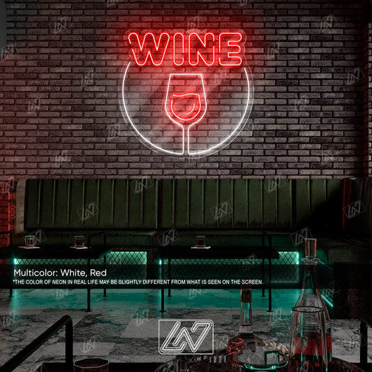 Wine LED Neon Sign Wall Light, Elegant Bar and Kitchen Decor for Wine Lovers, Glowing Grapes and Glass Art for Lounge or Cellar