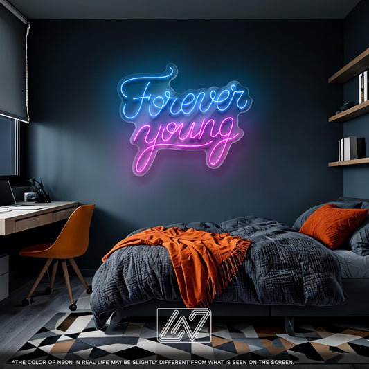 Forever Young LED Neon Sign – Stylish Wall Light for Bedroom, Studio or Living Room, Perfect Gift for Dreamers, Teens and Aesthetic Lovers
