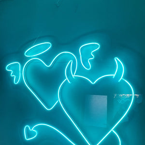 Angel and Devil Neon Sign - Custom Neon Sign, Angel and Demon, Led Neon Light, Heart Neon Sign, Wall Decor, Valentine's Day Gift