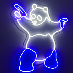 Panda - LED Neon Sign ,Animal sign, Panda light, Gangsta Panda with Guns, Home Decor Wall Decore, neon light , Birthday gift