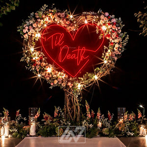 Til Death in Heart - LED Neon Sign, Wedding Neon Sign, Neon Sign for Wedding, Wedding Ceremony, Neon sign wall decor