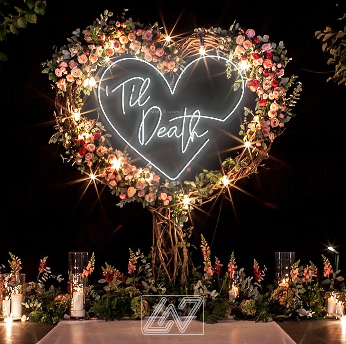 Til Death in Heart - LED Neon Sign, Wedding Neon Sign, Neon Sign for Wedding, Wedding Ceremony, Neon sign wall decor