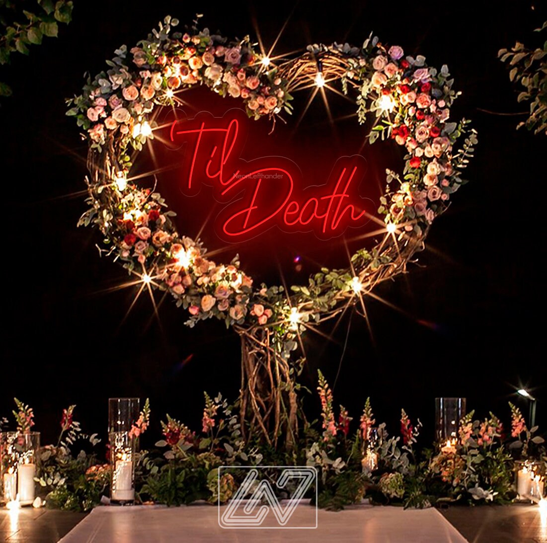 Til Death Neon Sign, Neon Sign Wedding, Custom Wedding Neon Sign, Personalized Family Last Name Neon Light, Wedding Gift, Rustic Decor Bar