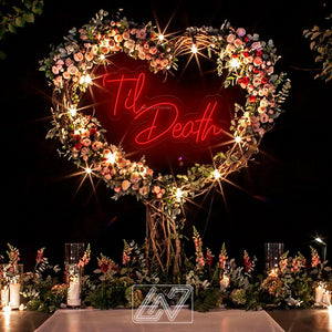 Til Death Neon Sign, Neon Sign Wedding, Custom Wedding Neon Sign, Personalized Family Last Name Neon Light, Wedding Gift, Rustic Decor Bar