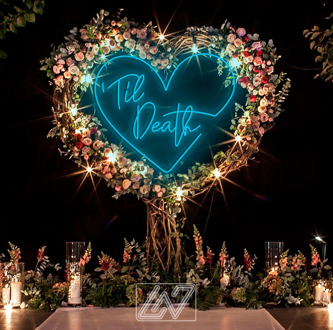 Til Death in Heart - LED Neon Sign, Wedding Neon Sign, Neon Sign for Wedding, Wedding Ceremony, Neon sign wall decor