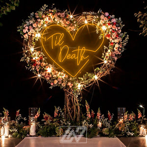 Til Death in Heart - LED Neon Sign, Wedding Neon Sign, Neon Sign for Wedding, Wedding Ceremony, Neon sign wall decor