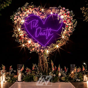 Til Death in Heart - LED Neon Sign, Wedding Neon Sign, Neon Sign for Wedding, Wedding Ceremony, Neon sign wall decor