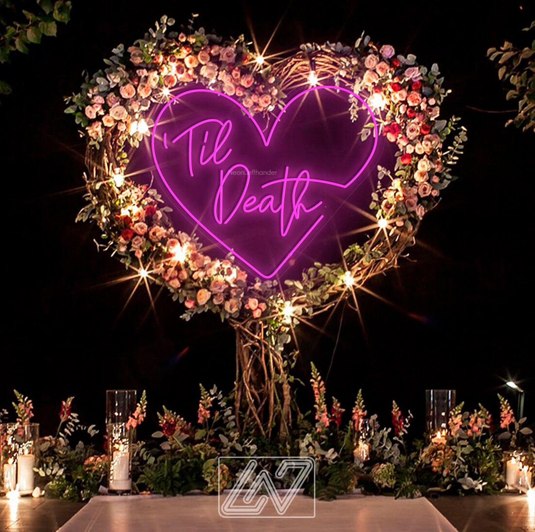 Til Death in Heart - LED Neon Sign, Wedding Neon Sign, Neon Sign for Wedding, Wedding Ceremony, Neon sign wall decor