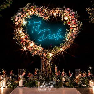 Til Death Neon Sign, Neon Sign Wedding, Custom Wedding Neon Sign, Personalized Family Last Name Neon Light, Wedding Gift, Rustic Decor Bar