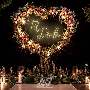 Til Death Neon Sign, Neon Sign Wedding, Custom Wedding Neon Sign, Personalized Family Last Name Neon Light, Wedding Gift, Rustic Decor Bar