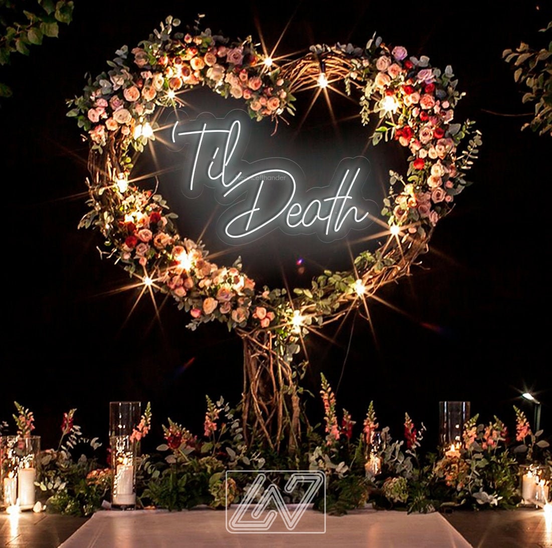 Til Death Neon Sign, Neon Sign Wedding, Custom Wedding Neon Sign, Personalized Family Last Name Neon Light, Wedding Gift, Rustic Decor Bar