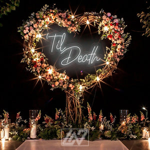 Til Death Neon Sign, Neon Sign Wedding, Custom Wedding Neon Sign, Personalized Family Last Name Neon Light, Wedding Gift, Rustic Decor Bar