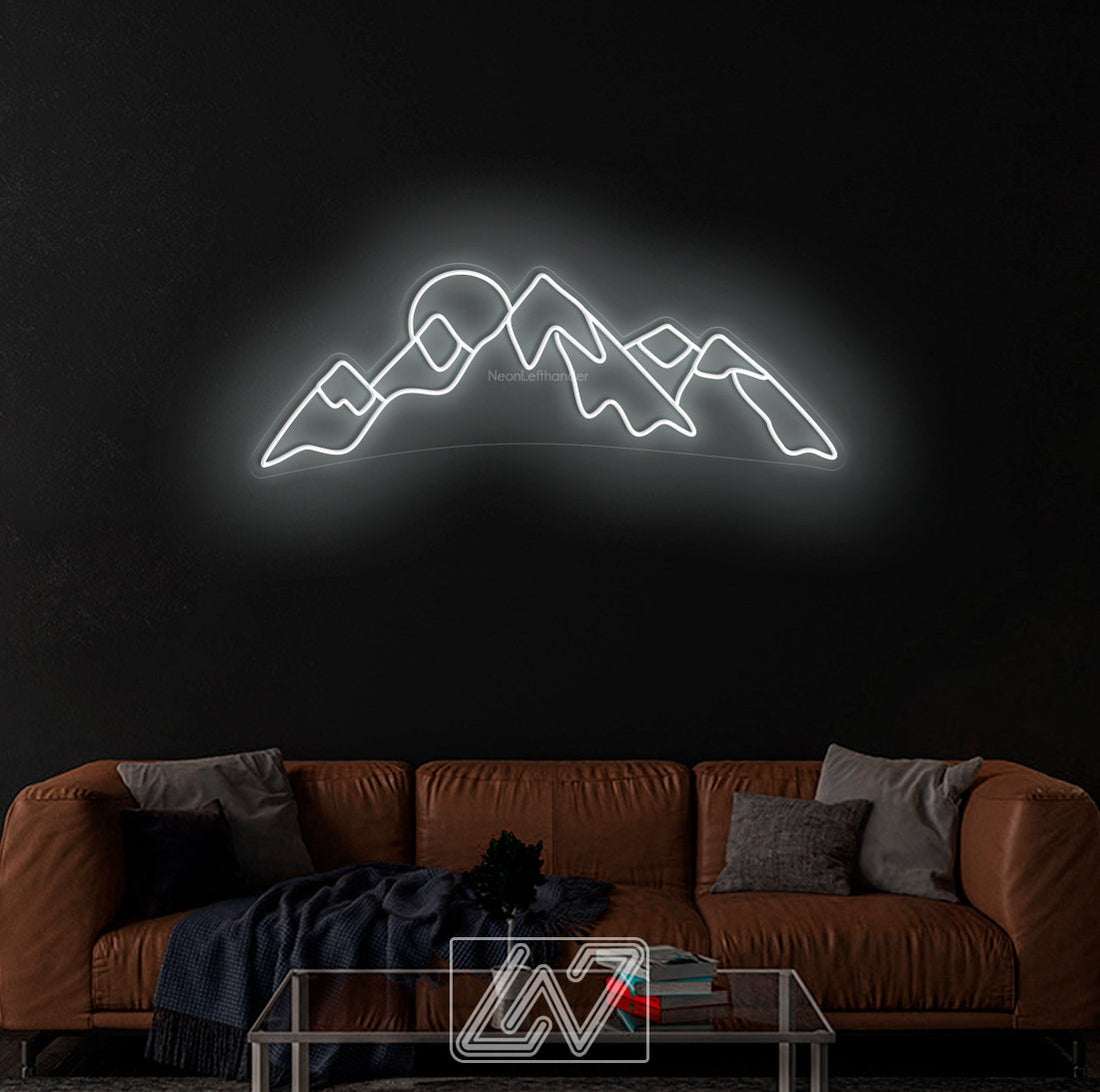 Mountain and Sun- LED Neon Sign,Mountain led sign,Mountain led light,Mountain wall decor,Neon sign mountain,Neon sign wall art