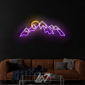 Mountain and Sun- LED Neon Sign,Mountain led sign,Mountain led light,Mountain wall decor,Neon sign mountain,Neon sign wall art