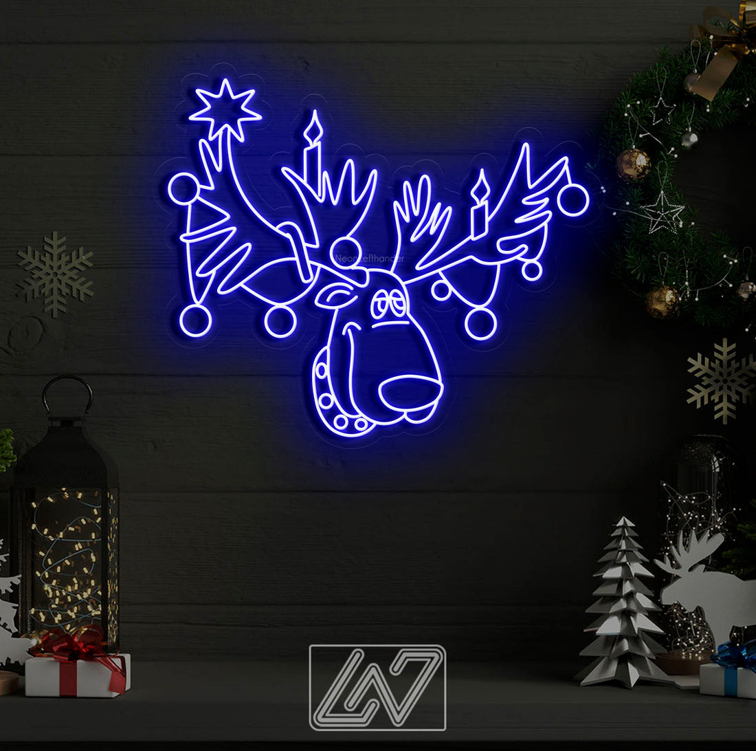 Rudolph  the Red-Nosed Reindeer - LED Neon Sign, Merry Christmas Neon Sign, New Year Neon Sign, Christmas Gift, Christmas Decoration Room