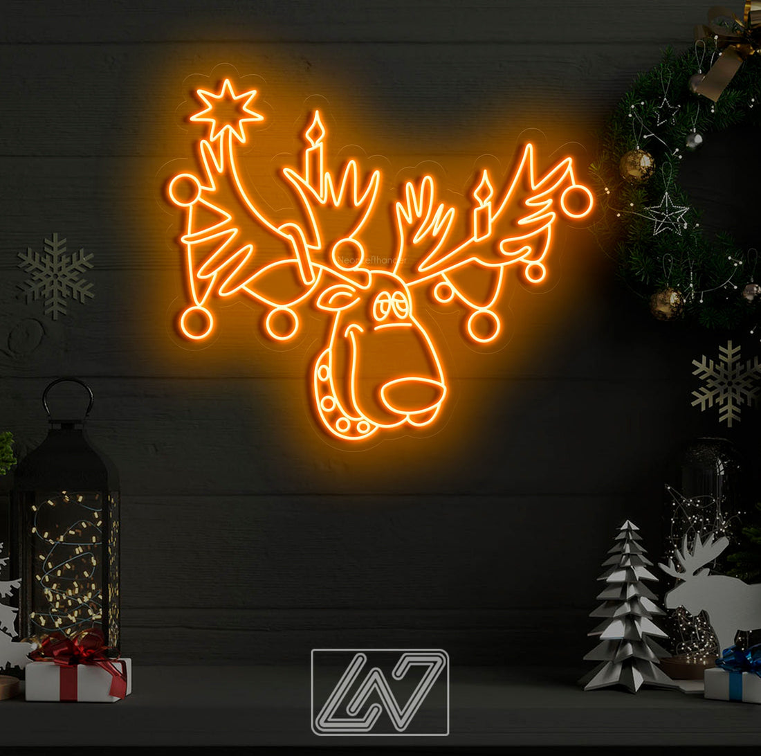 Rudolph  the Red-Nosed Reindeer - LED Neon Sign, Merry Christmas Neon Sign, New Year Neon Sign, Christmas Gift, Christmas Decoration Room