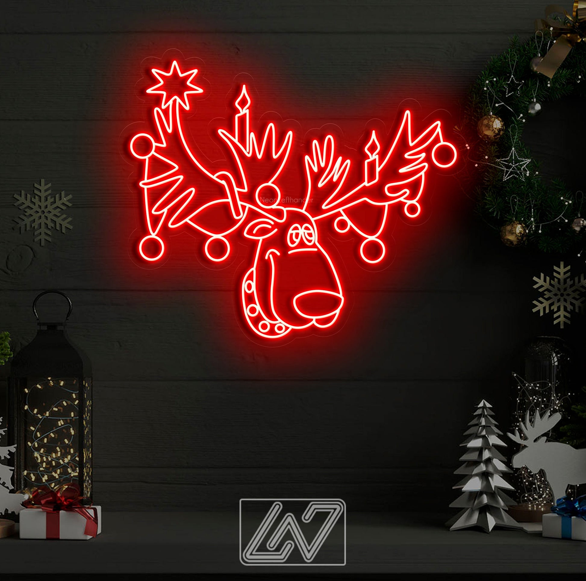 Rudolph  the Red-Nosed Reindeer - LED Neon Sign, Merry Christmas Neon Sign, New Year Neon Sign, Christmas Gift, Christmas Decoration Room