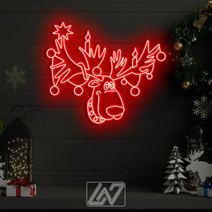 Rudolph  the Red-Nosed Reindeer - LED Neon Sign, Merry Christmas Neon Sign, New Year Neon Sign, Christmas Gift, Christmas Decoration Room