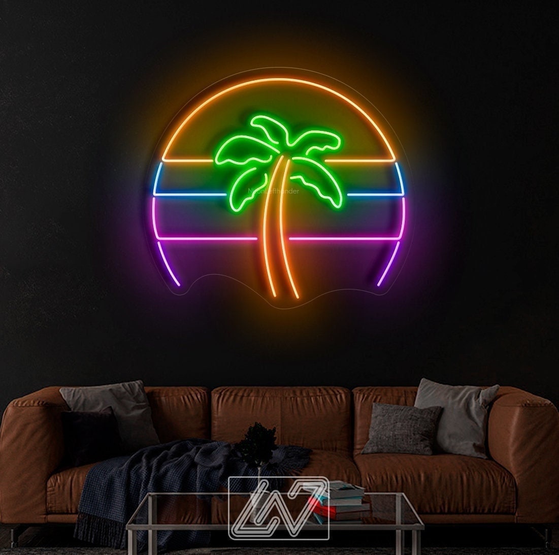 Palm tree - LED Neon Sign,Gift, Wall Decor, 80s, Rainbow ,Neon Company Logo ,Bright Neon Lights ,Neon Workplace Signs