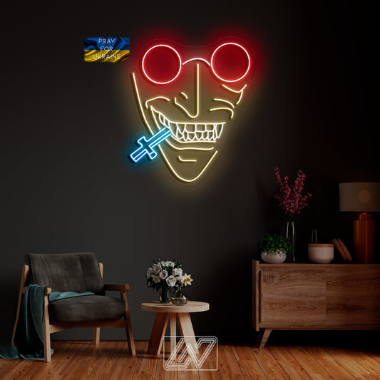 Vampire Hunter - Anime wall art, Game Zone, Neon cartoon character, Neon Sign, Custom neon character