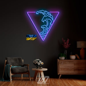 Sea Waves in a Triangle - LED Neon Sign - sea - custom neon sign - gift - wall decor - game room - sign wall art