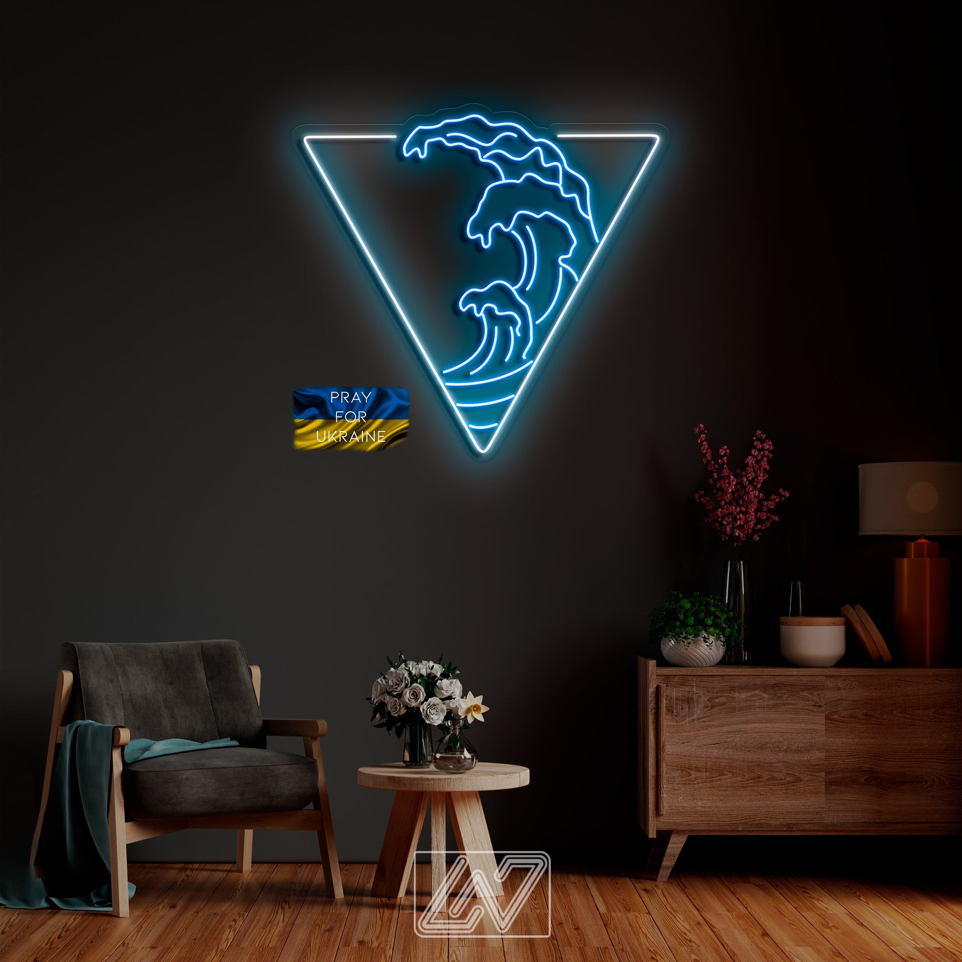 Sea Waves in a Triangle - LED Neon Sign - sea - custom neon sign - gift - wall decor - game room - sign wall art