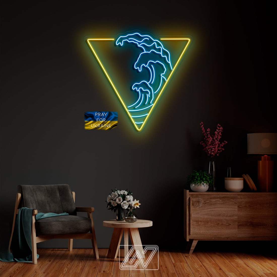 Sea Waves in a Triangle - LED Neon Sign - sea - custom neon sign - gift - wall decor - game room - sign wall art