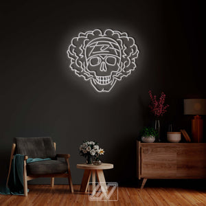 Smoking Skull - LED Neon Sign, Skull Neon Light, Skull Wall Decor, Skeleton Wall Art, Wall Led Light Decoration, Personalized Art Neon Sign