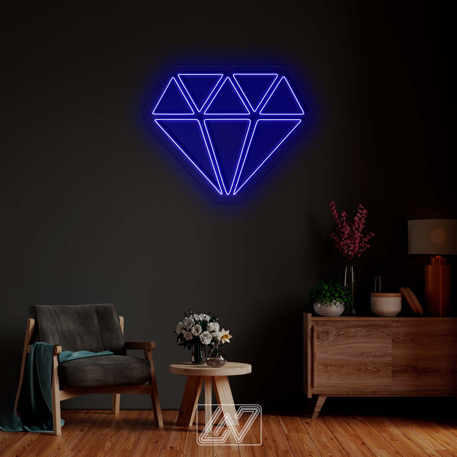 Diamond - LED Neon Sign, Neon Lighting for Best friend gifts, Neon light Wedding Personalized romance, Geometric wall art