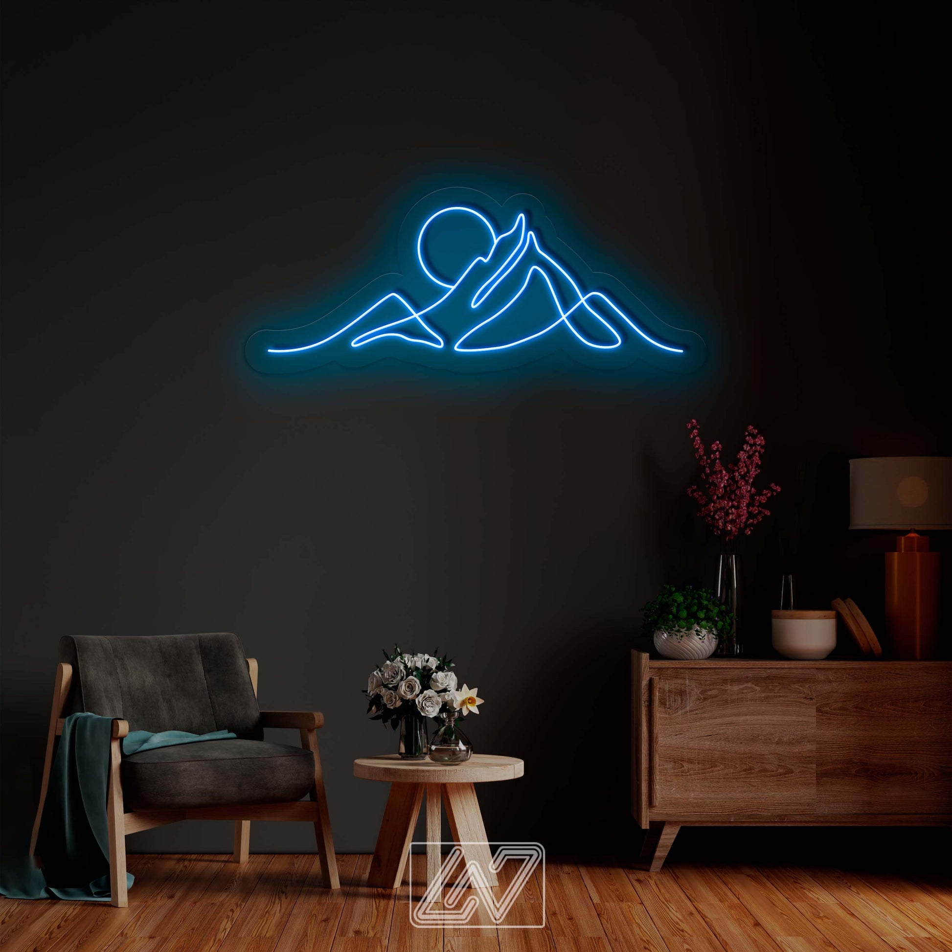 Mountains- LED Neon Sign, Sunrise Neon Signs, Custom LED Neon Light,Mountain Tops Sunset Wall Decoration,Sunrise Home Decor, Sunset Wall Art