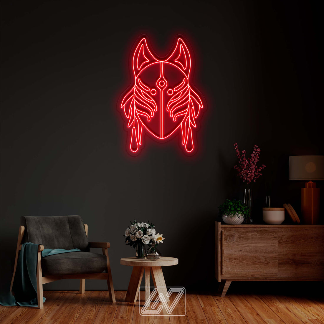 Kitsune Mask - LED Custom Anime,, Japanese traditional mask, Demon Neon Sign, Anime wall art, Led Neon Lights, Decor Signs, Anime Wall Decor