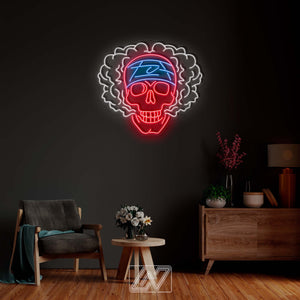 Smoking Skull - LED Neon Sign, Skull Neon Light, Skull Wall Decor, Skeleton Wall Art, Wall Led Light Decoration, Personalized Art Neon Sign