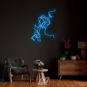 Girl Licking the Rose - Neon Sign Custom Sexy Woman Bedroom Party Bar Wall Room Decor LED Lady Neon light Wedding Personalized romance