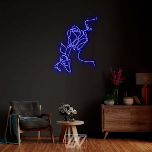 Girl Licking the Rose - Neon Sign Custom Sexy Woman Bedroom Party Bar Wall Room Decor LED Lady Neon light Wedding Personalized romance