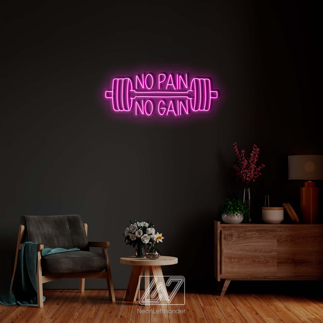 No Pain, No Gain - LED Neon Sign, Vibe Neon Sign, No Pain No Gain Sign, Neon Sign Bedroom, Motivation Neon Sign, Inspiration Quote Led Sign