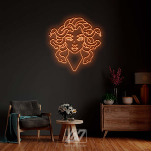 Medusa - LED Neon Sign, Greek Mythology Neon Sign, Medusa Neon Sign, Gorgon Neon Art, Medusa Wall Decor, Mythology Character