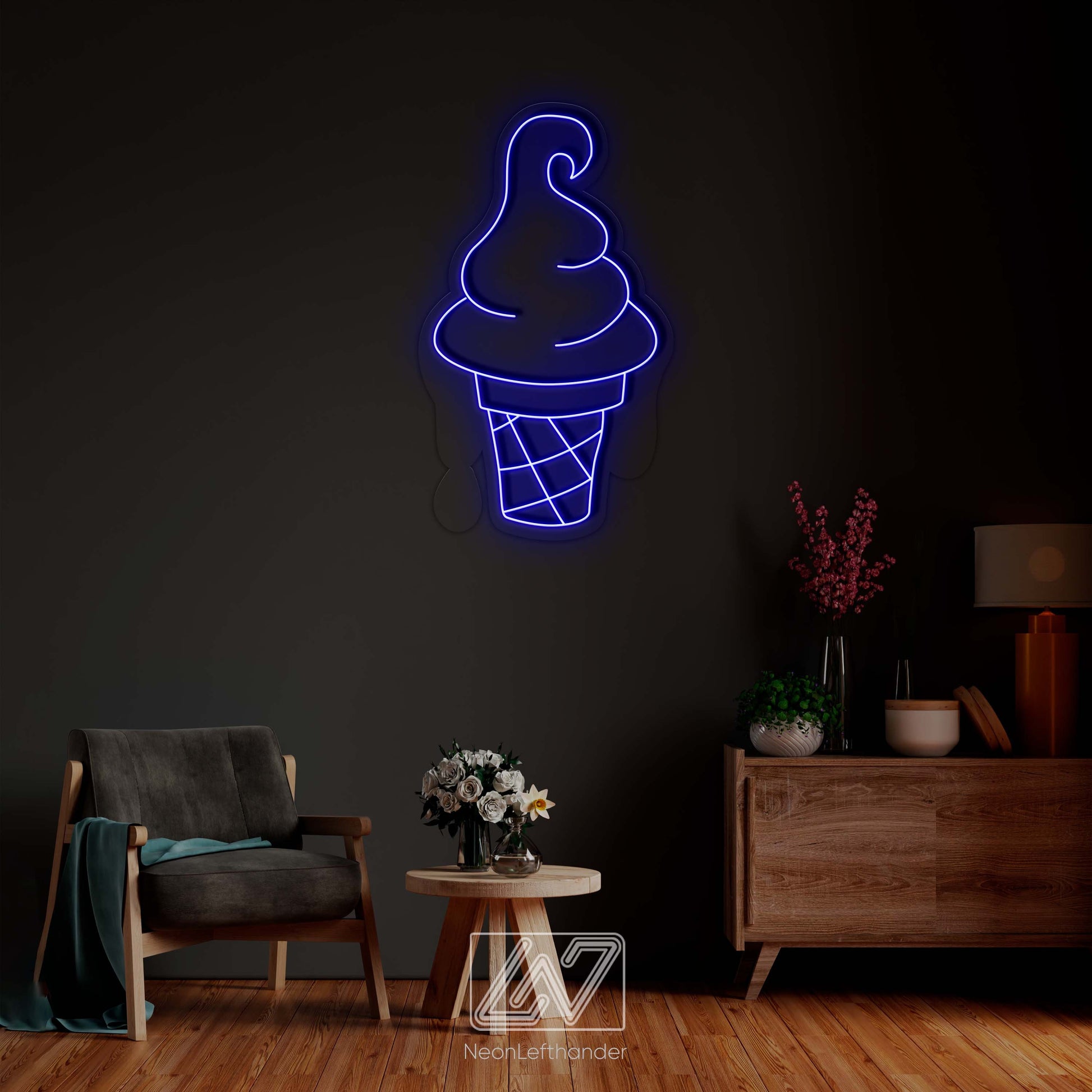 Ice Cream  - LED Neon Sign, Animated Neon Sign, Ice Cream Neon Sign,  Ice Cream Cone Neon Sign, Neon Sign for Ice Cream Shop