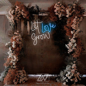 Let Love Grow - LED Neon Sign, Wedding Neon Sign, Event Decor, Photo Zone, Party Decor, Custom Neon Sign, Wedding Ceremony,Bar Led Neon Sign