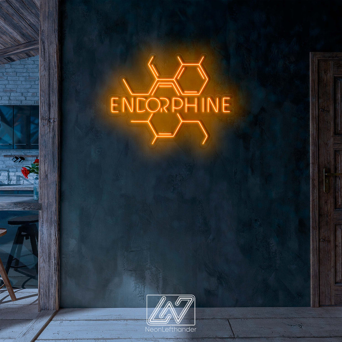 Endorphine - LED Neon Sign, Happy Hormone, Molecular Structure, Chemistry Decor, Euphoria Molecule