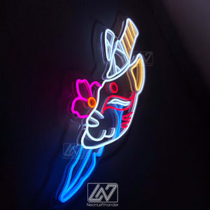 Kitsunemask - LED Neon Sign, Demon Neon Sign, Anime Wall Art, Led Neon Lights, Gamer Sign, Anime Wall Decor, Bedroom Decor, Slayer Sign