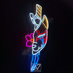 Kitsunemask - LED Neon Sign, Demon Neon Sign, Anime Wall Art, Led Neon Lights, Gamer Sign, Anime Wall Decor, Bedroom Decor, Slayer Sign