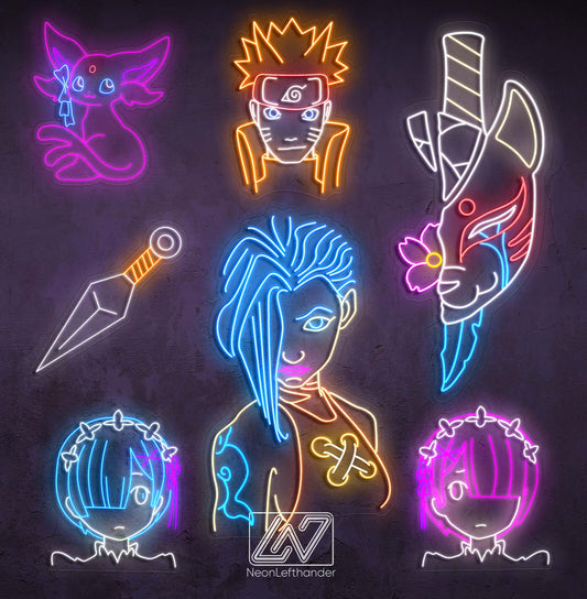 Custom Hero Neon Sign - Neon Anime wall ART, Anime, Cartoon Character, Jinx | Arcane, Evangelion, Rick, Morty, cartoon wall decor