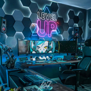 Level UP - LED Neon Sign, games Neon Sign, Games Character, Neon Game Zone,Player Led Sign,Stream Light Sign, Twitch, Game room