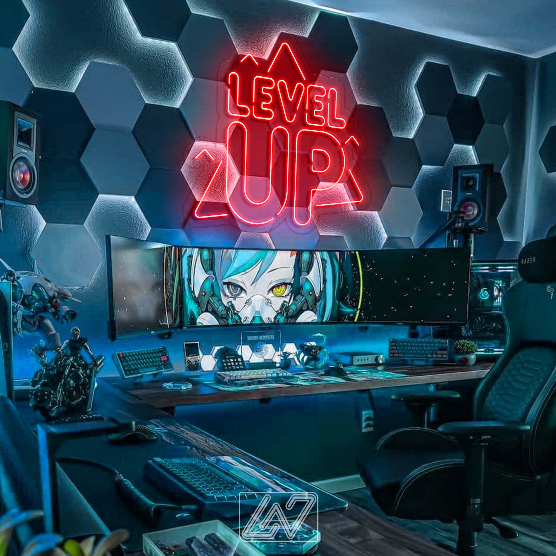 Level UP - LED Neon Sign, games Neon Sign, Games Character, Neon Game Zone,Player Led Sign,Stream Light Sign, Twitch, Game room