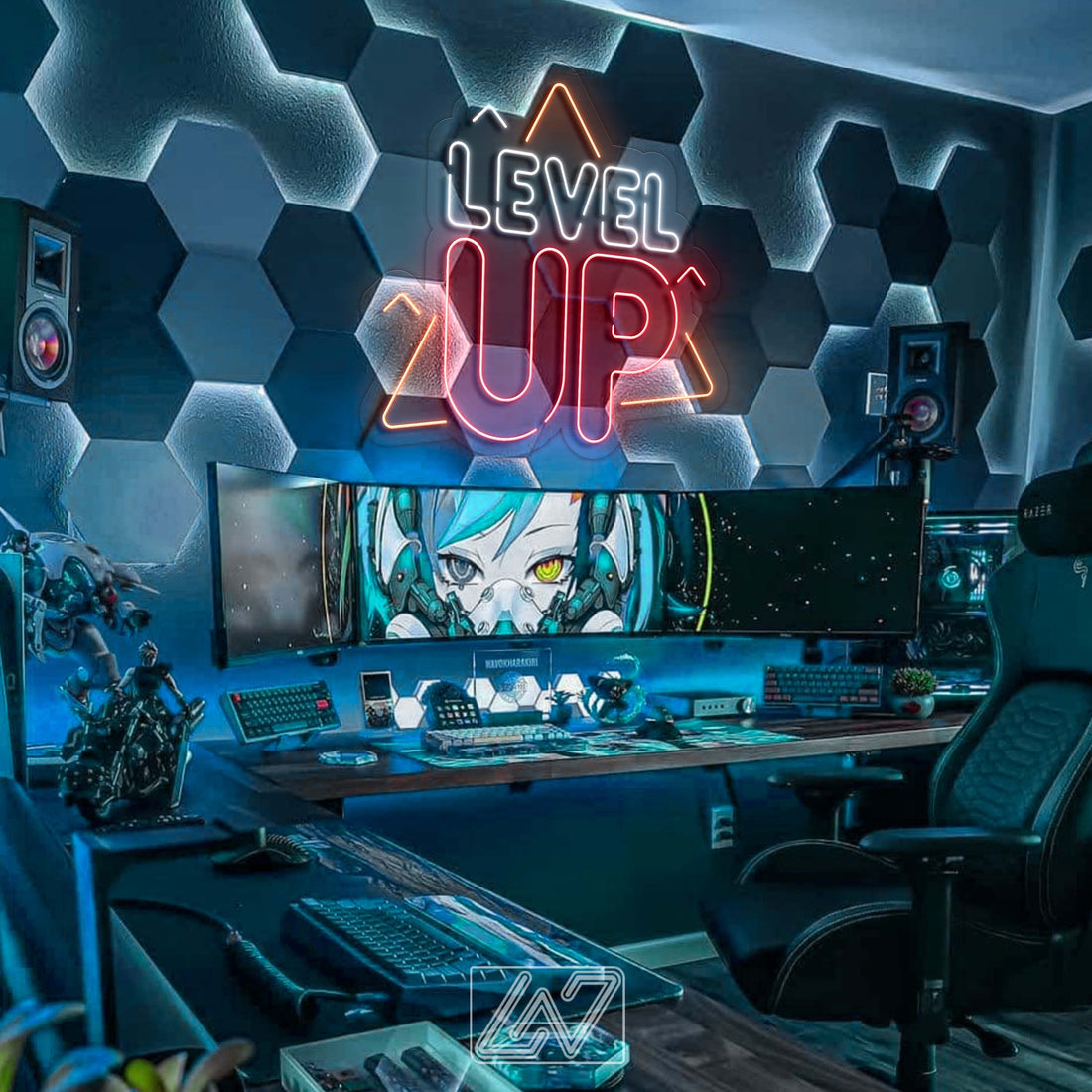 Level UP - LED Neon Sign, games Neon Sign, Games Character, Neon Game Zone,Player Led Sign,Stream Light Sign, Twitch, Game room