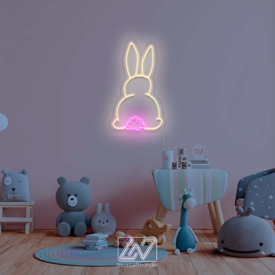 Bunny - Neon Fairytale in Your Room! Original Decor for a Child's Room. Neon Sign for Playful Minds. Children's paradise comes alive!