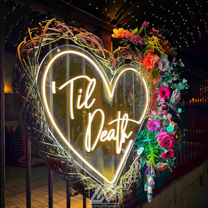 Til Death in Heart - LED Neon Sign, Wedding Neon Sign, Neon Sign for Wedding, Wedding Ceremony, Neon sign wall decor