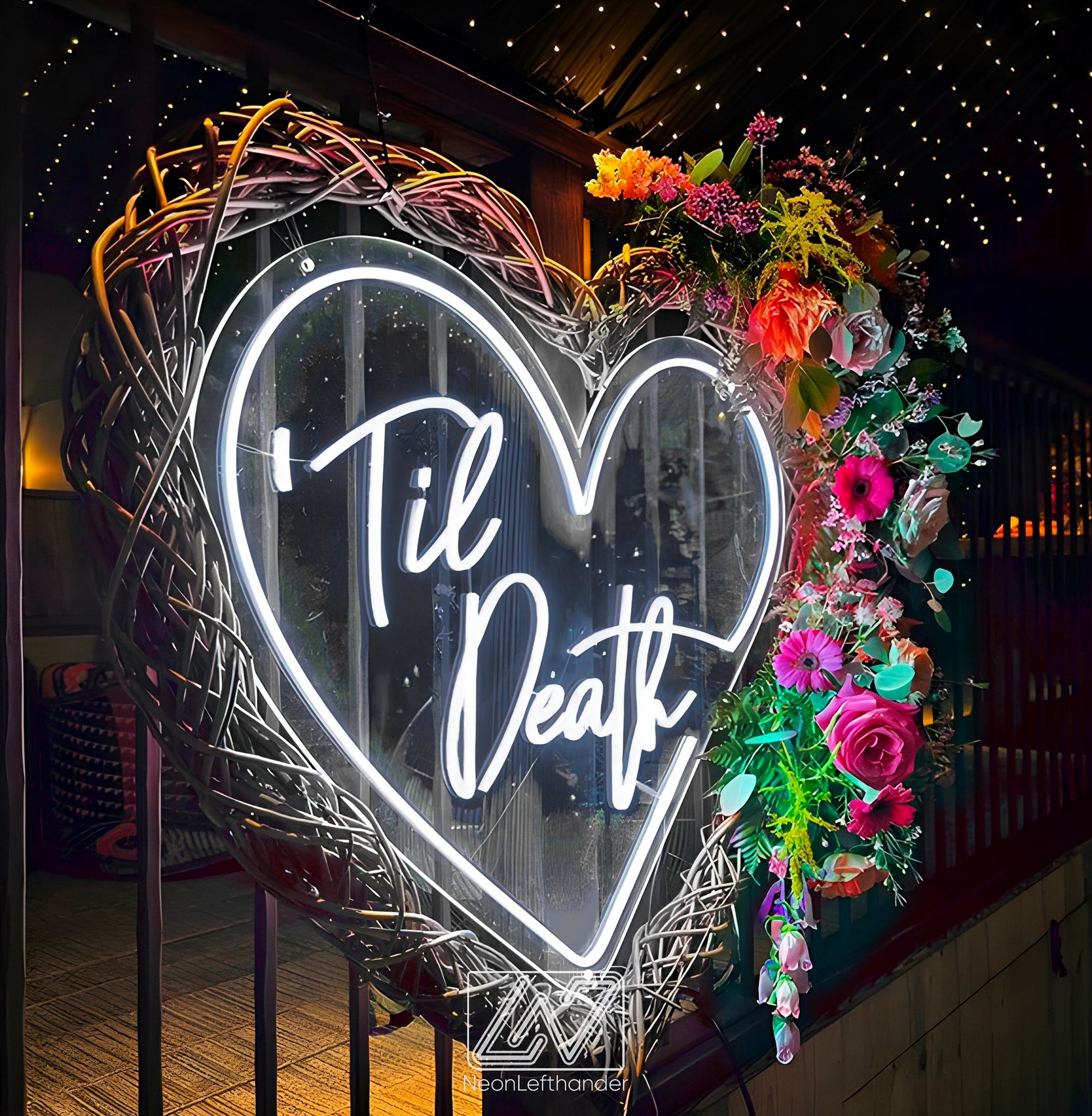 Til Death in Heart - LED Neon Sign, Wedding Neon Sign, Neon Sign for Wedding, Wedding Ceremony, Neon sign wall decor