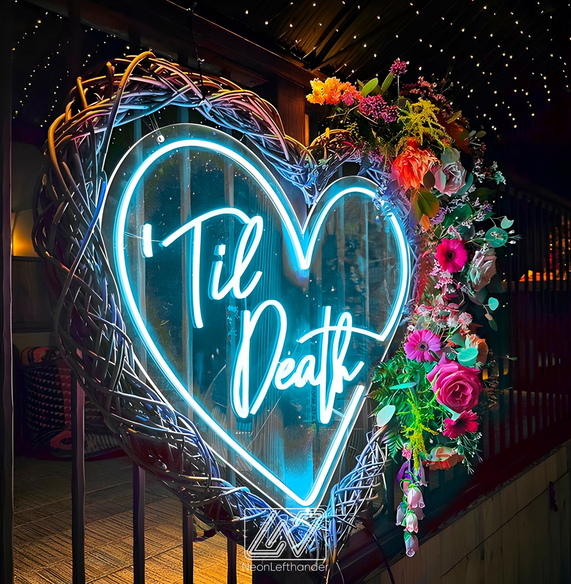 Til Death in Heart - LED Neon Sign, Wedding Neon Sign, Neon Sign for Wedding, Wedding Ceremony, Neon sign wall decor